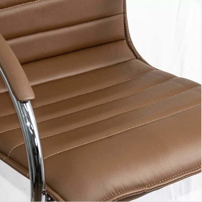Scaun vizitator ELEGANCE, cadru cromat, piele ecologica, Maro [2]
