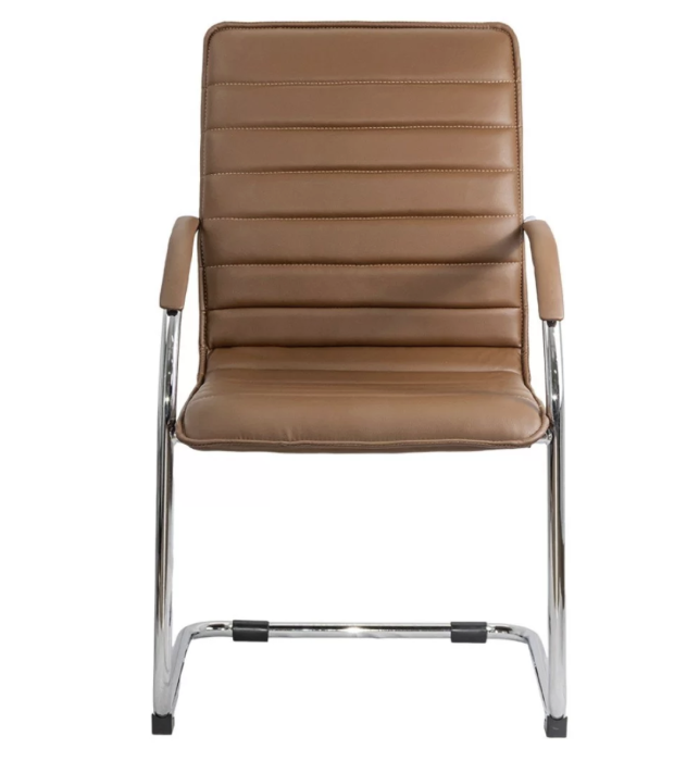 Scaun vizitator ELEGANCE, cadru cromat, piele ecologica, Maro [6]