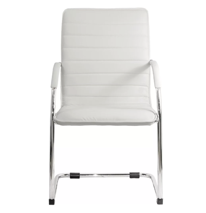 Scaun vizitator ELEGANCE, cadru cromat, piele ecologica, Alb [2]