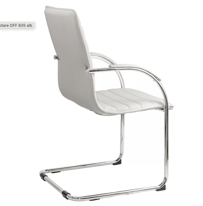 Scaun vizitator ELEGANCE, cadru cromat, piele ecologica, Alb [3]