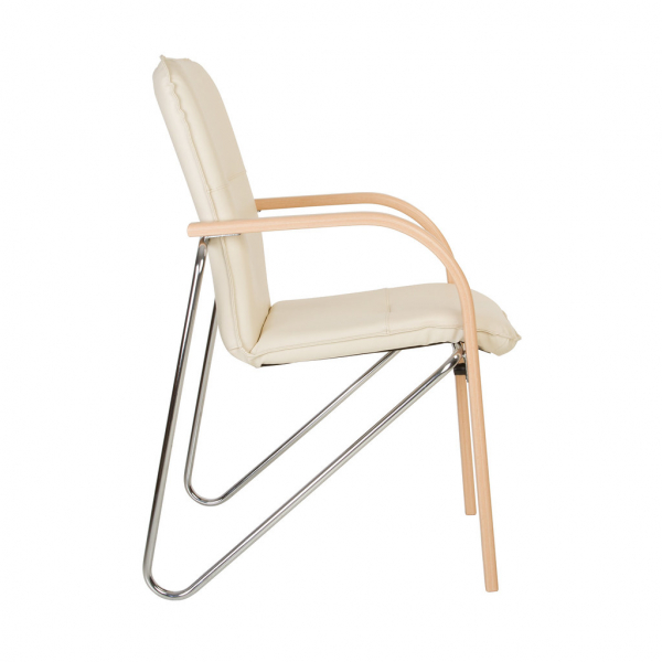 Scaun vizitator FANCY, Crem piele ecologica [3]