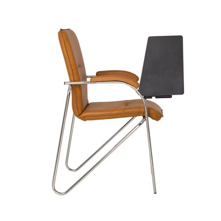 Scaun vizitator MULLER Soft cu masuta rabatabila, Aramiu piele ecologica [3]