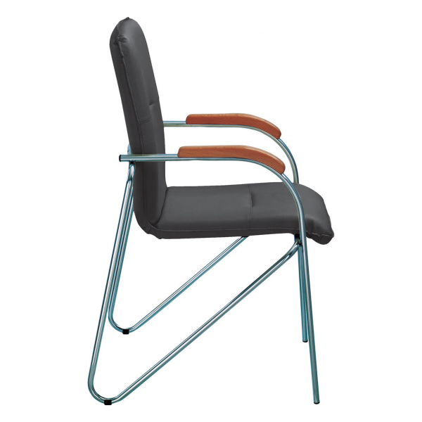 Scaun vizitator MULLER Wood, Negru piele naturala [3]