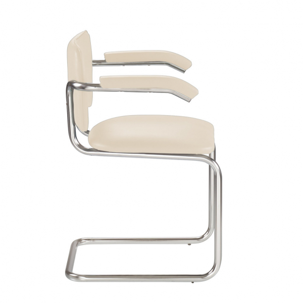 Scaun vizitator MURIELLO Arm, Crem piele ecologica [3]