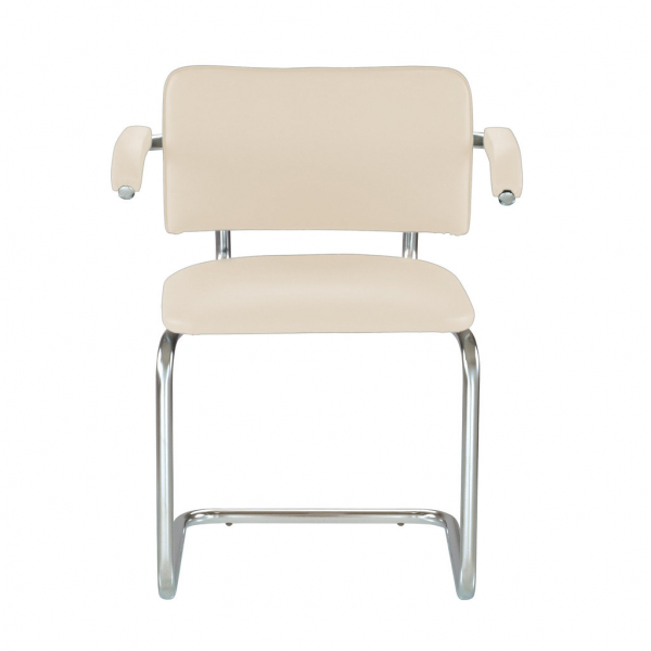 Scaun vizitator MURIELLO Arm, Crem piele ecologica [2]