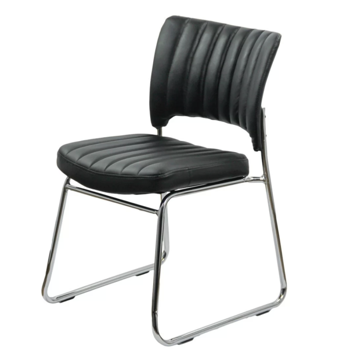 Scaun vizitator NOBLE, cadru cromat, piele ecologica, Negru [3]