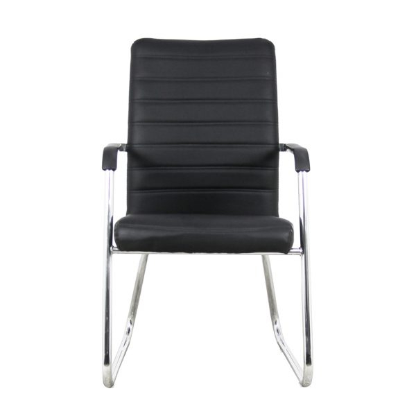 Scaunul de vizitator SNACK CF, piele ecologica, cadru cromat, Negru [2]