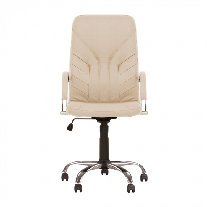 Scaun directorial MAVIS STEEL CHROME, piele ecologica, Crem [2]