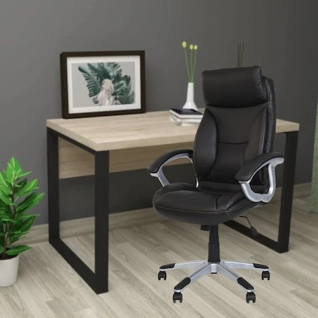 Scaun directorial KAVIS, piele naturala, Negru [5]