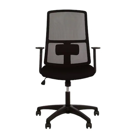Set 2 scaune de birou MERCAS, cu brate, mesh/textil, negru [3]