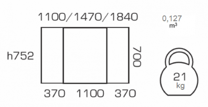Masa de bucatarie extensibila CANVAS, 110(147/184)*70 cm, Walnut [3]