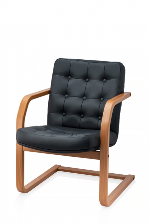 Scaun de conferinta ATLAS EXTRA CF piele naturala, Negru [1]