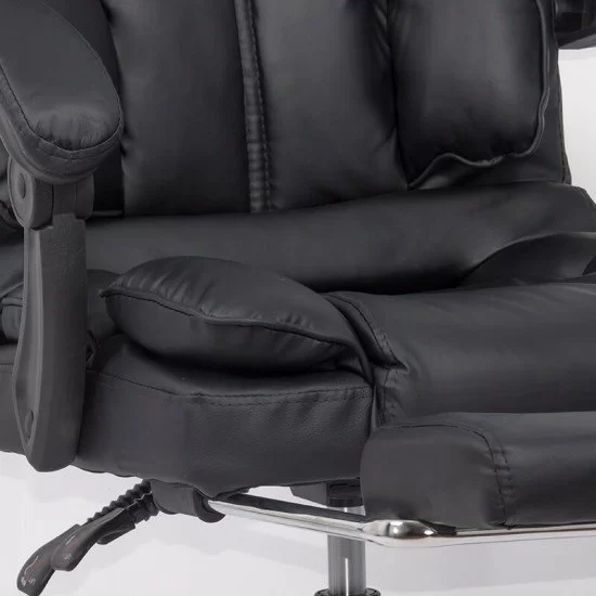 Scaun directorial ROLLS cu extensie picioare, piele ecologica, Negru [2]