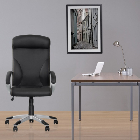 Scaun directorial RIGA, Negru piele ecologica [3]