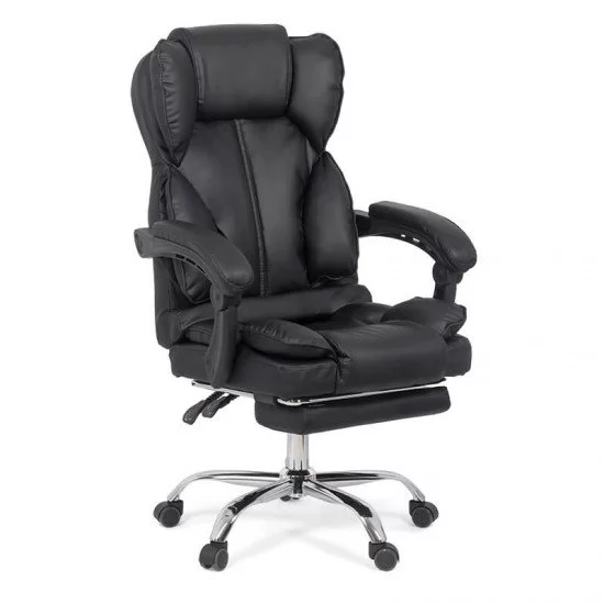 Scaune directoriale - Scaun directorial ROLLS cu extensie picioare, piele ecologica, Negru