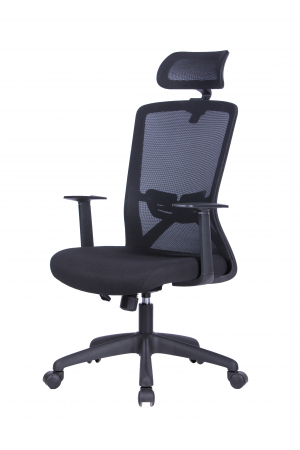 Scaun ergonomic de birou LOCO Mesh/Textil, Negru [1]