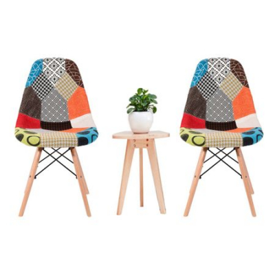 Scaun dining CATCHY, textil tip Patchwork, picioare lemn+metal [3]
