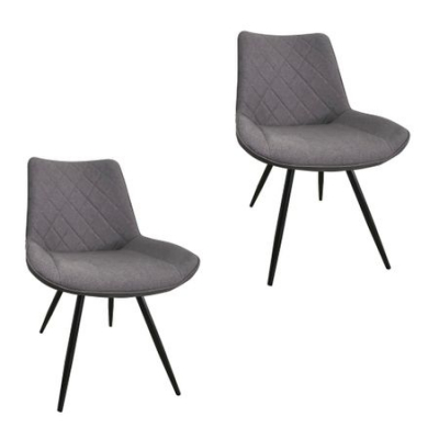 Set 2 scaune dining METTA, textil, picioare metalice, gri [0]