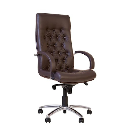 Scaune directoriale - Scaun directorial CHEF LUX STEEL CHROME, Brun inchis, piele naturala