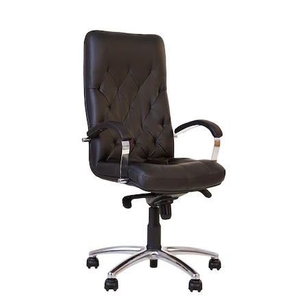 Scaune directoriale - Scaun de birou HAVANA STEEL CHROME, mecanism Multiblock, Negru, piele ecologica