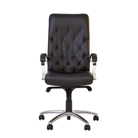 Scaun de birou HAVANA STEEL CHROME, mecanism Multiblock, Negru, piele ecologica [1]
