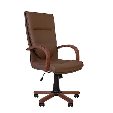 Set 2 scaune directoriale EXONIA EXTRA, brate din lemn, piele ecologica, Brun inchis [1]