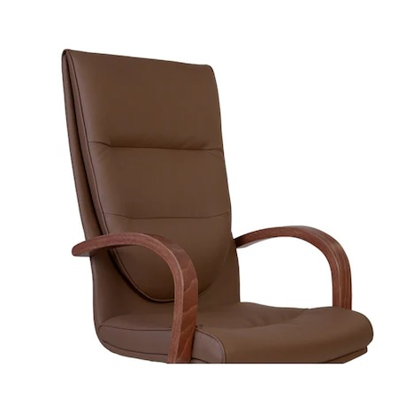 Set 2 scaune directoriale EXONIA EXTRA, brate din lemn, piele ecologica, Brun inchis [4]