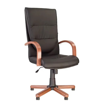 Scaune directoriale - Scaun directorial EXONIA EXTRA, brate din lemn, piele ecologica, Negru