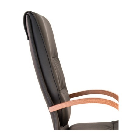 Set 2 scaune directoriale EXONIA EXTRA, brate din lemn, piele ecologica, Negru [2]