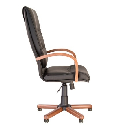 Scaun directorial EXONIA EXTRA, brate din lemn, piele ecologica, Negru [4]