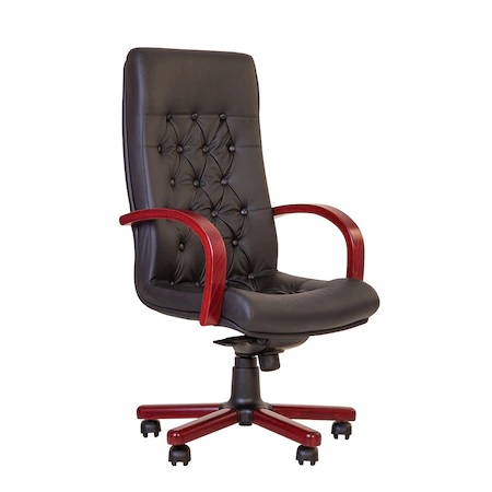 Scaune directoriale - Scaun directorial CHEF LUX EXTRA, Negru, piele naturala - lemn cires