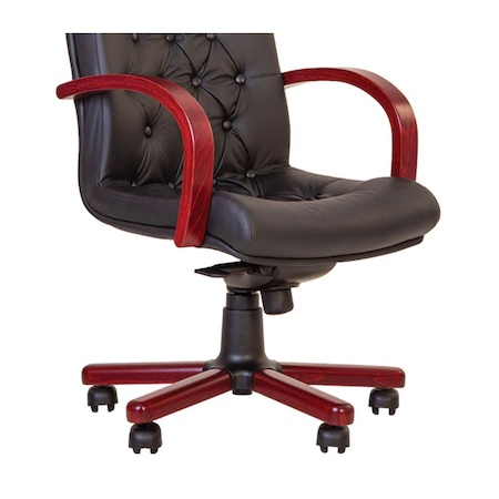 Scaun directorial CHEF LUX EXTRA, Negru, piele naturala - lemn cires [2]
