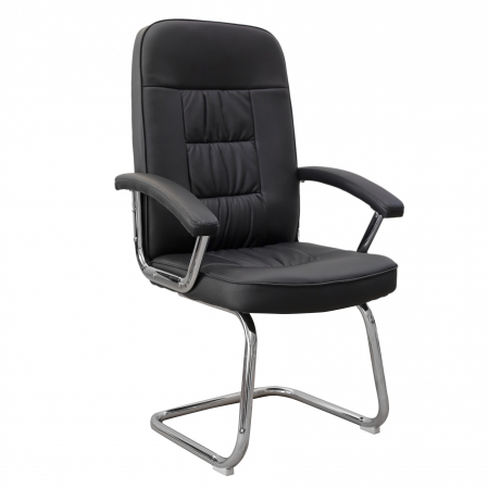 Scaune de conferinta - Scaun de vizitator POLKA CF, piele ecologica, Negru