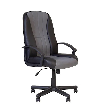 Set 2 scaune directoriale CIUDAD, piele ecologica, negru/gri [1]