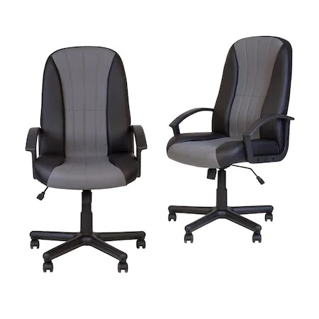 Scaun directorial CIUDAD, piele ecologica, negru/gri [1]