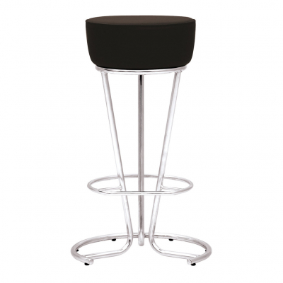 Mobilier pentru bucătărie - Scaun bar cafenea Loraine Hoker, Negru piele ecologica