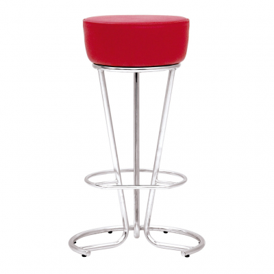 Mobilier pentru bucătărie - Scaun bar cafenea Loraine Hoker, Rosu, piele ecologica