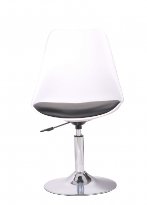 Mobilier pentru bucătărie - Scaun bar cromat Wave, Alb-negru, Polipropilena/Piele ecologica