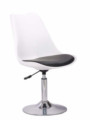 Scaun bar cromat Wave, Alb-negru, Polipropilena/Piele ecologica [1]