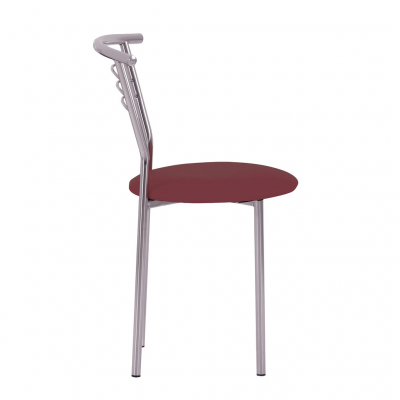 Scaun bucatarie Baroque Chrome, Carmin piele ecologica [2]