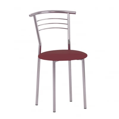 Scaune de bucătărie - Scaun bucatarie Baroque Chrome, Carmin piele ecologica