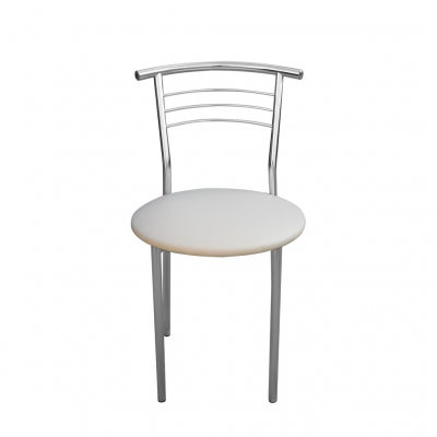 Scaun bucatarie Baroque Chrome, Crem piele ecologica [1]