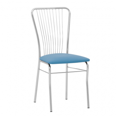 Mobilier pentru bucătărie - Scaun bucatarie Laval Chrome, Albastru deschis piele ecologica