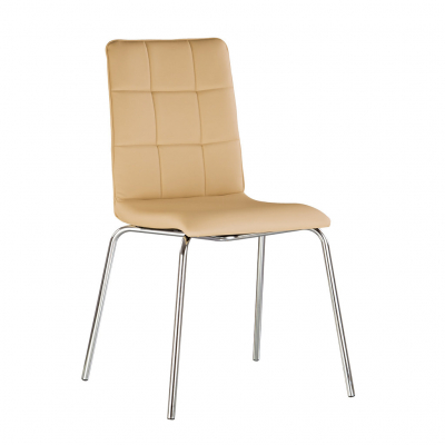 Mobilier pentru bucătărie - Scaun bucatarie Layla II Chrome, Bej piele ecologica
