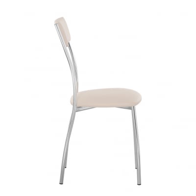 Scaun bucatarie Loraine Plus Chrome, Crem piele ecologica [2]