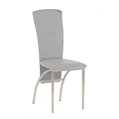 Mobilier pentru bucătărie - Scaun bucatarie Nora Chrome, Gri piele ecologica