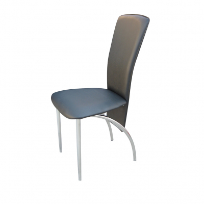 Mobilier pentru bucătărie - Scaun bucatarie Nora Chrome, Negru piele ecologica