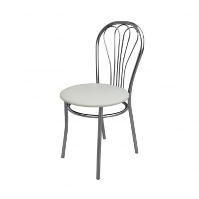Mobilier pentru bucătărie - Scaun bucatarie Picard Chrome, Crem piele ecologica