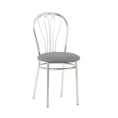 Scaune de bucătărie - Scaun bucatarie Picard Chrome, Gri piele ecologica