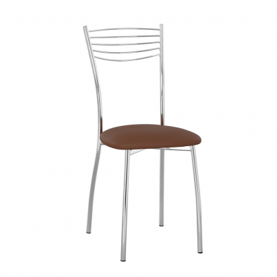 Mobilier pentru bucătărie - Scaun bucatarie Sara Chrome, Maro piele ecologica